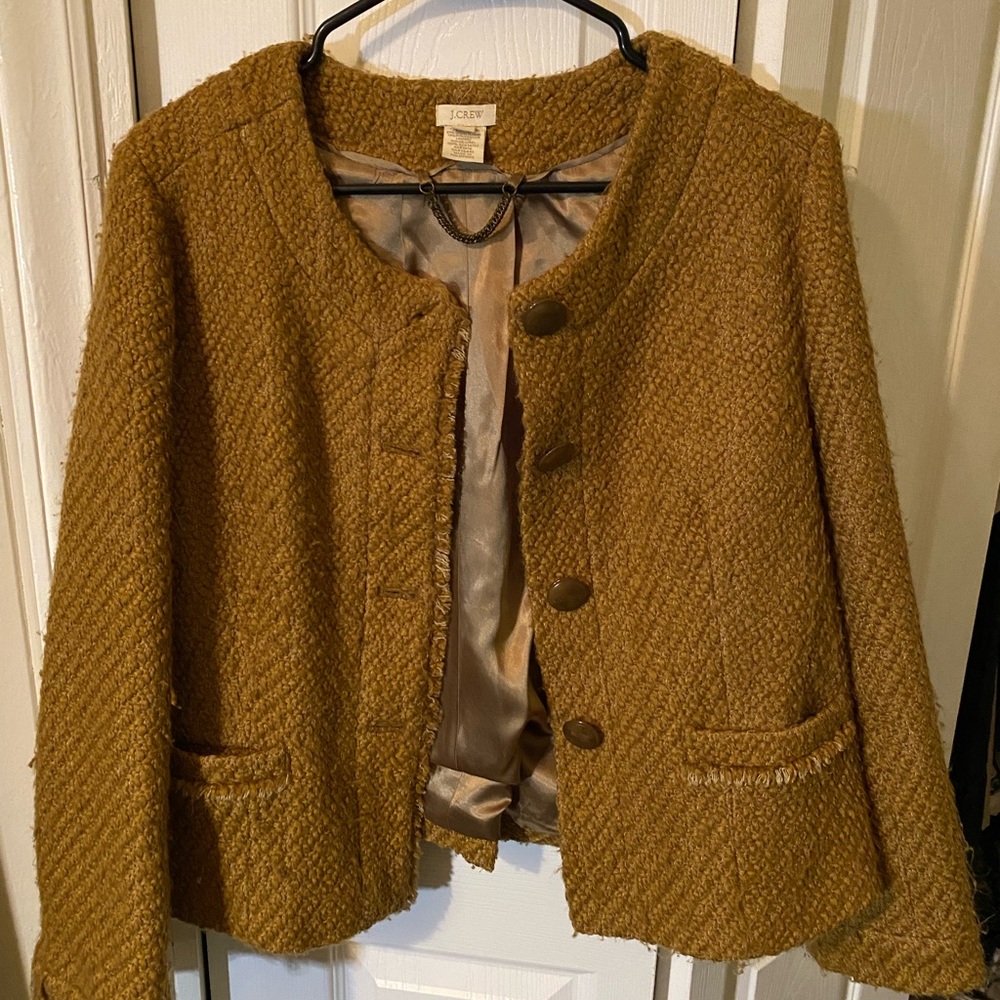 J.Crew Wool Tweed Collarless Jacket EUC